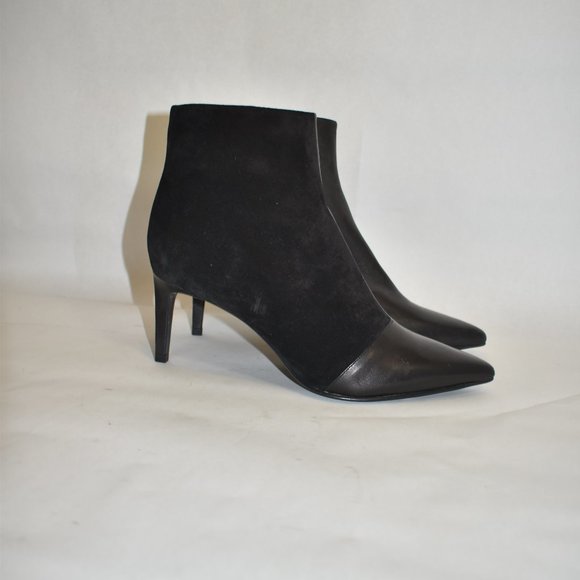 $550 RAG & BONE BEHA BOOTIES BLACK MIX LEATHER SUEDE POINTY HEEL 37  (DC9.5) - Picture 2 of 7